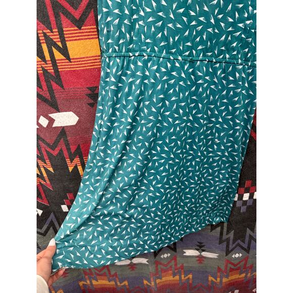 Vintage 80s Darian Women Teal 10 Dress Professional Modest Geometric Quirky - Picture 5 of 6